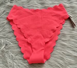 Victoria's Secret Nwt Swim Bikini Bottom Coral High Waist Cheeky Scalloped S